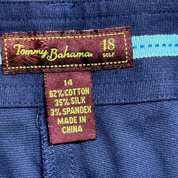Tommy Bahama Backswing Bermuda‎ Golf Shorts Womens 14 Silk Cotton Navy Athletic - Picture 12 of 12